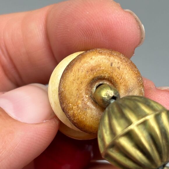 Tribal Style Statement Necklace Brass Bone Horn Wood Stone Beads 1970s Boho - Picture 10 of 16